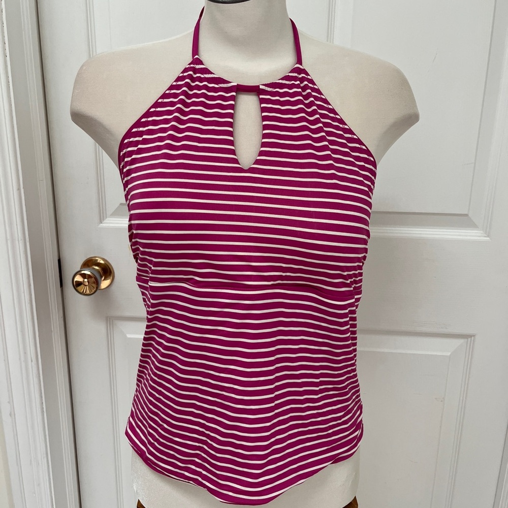 Joe Fresh Pink and White Striped Halter Swim Top size XL